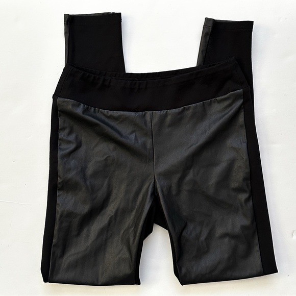 J. McLaughlin Faux Leather Panel Leggings SIZE SMALL Black Pull On Stretch - Picture 4 of 4
